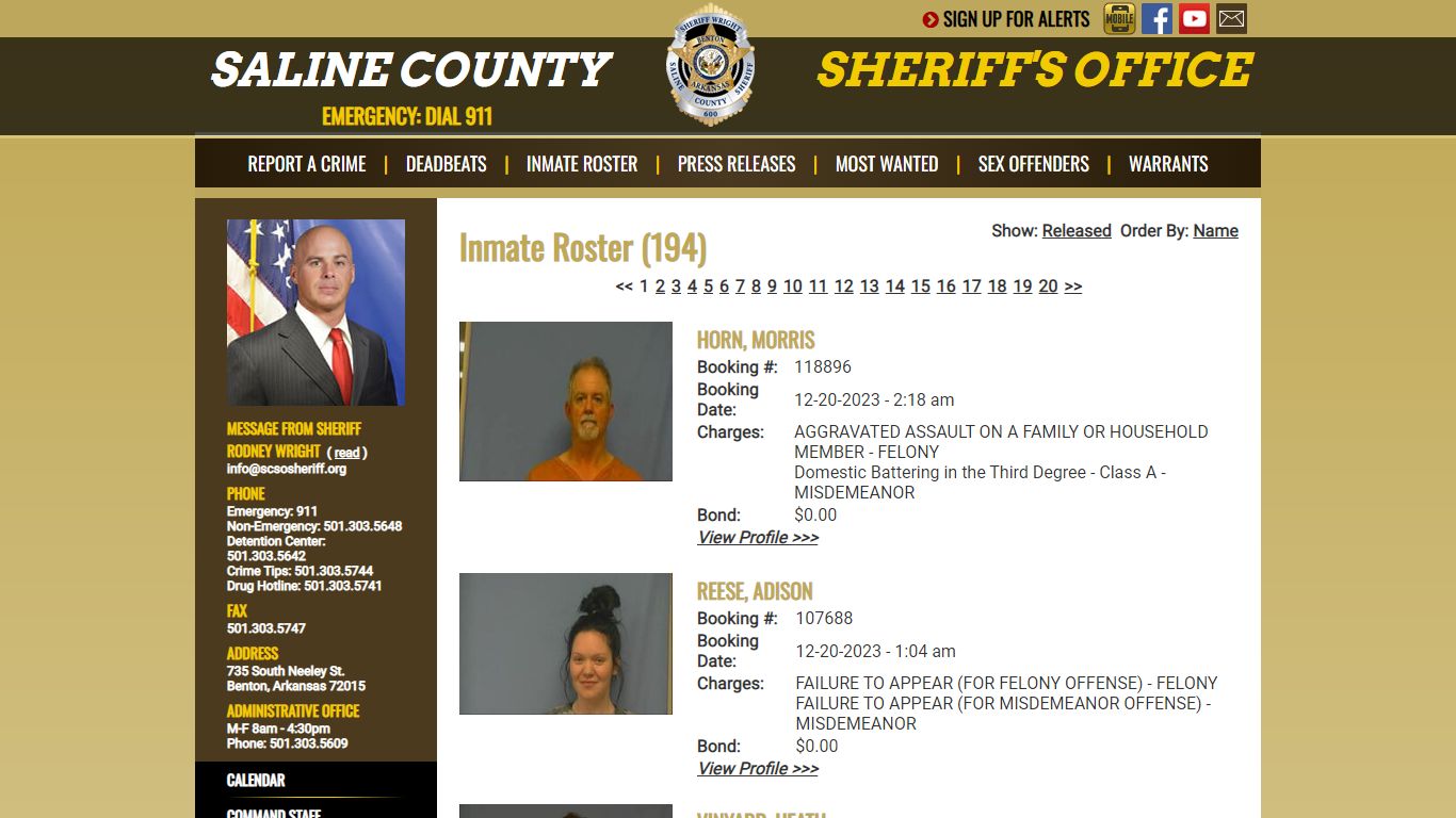 Inmate Roster (229) - Saline County Sheriff's Office