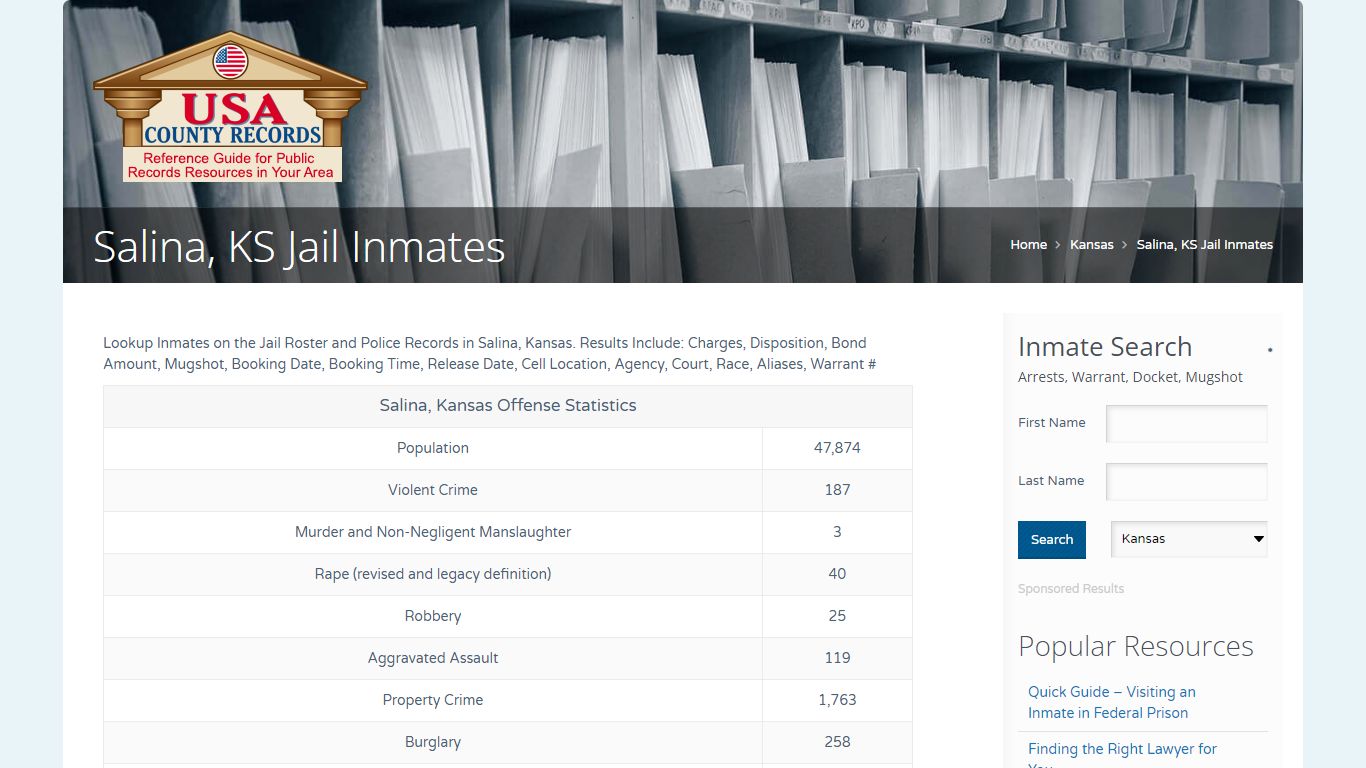 Salina, KS Jail Inmates | Name Search - USA County Records